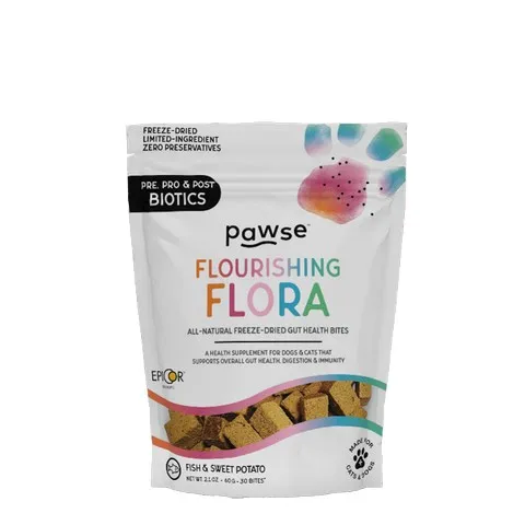 1ea Pawse Flourishing Flora 30ct- 30 day supply for 25lb Dog NO-CBD - Dog/Cat Supplements